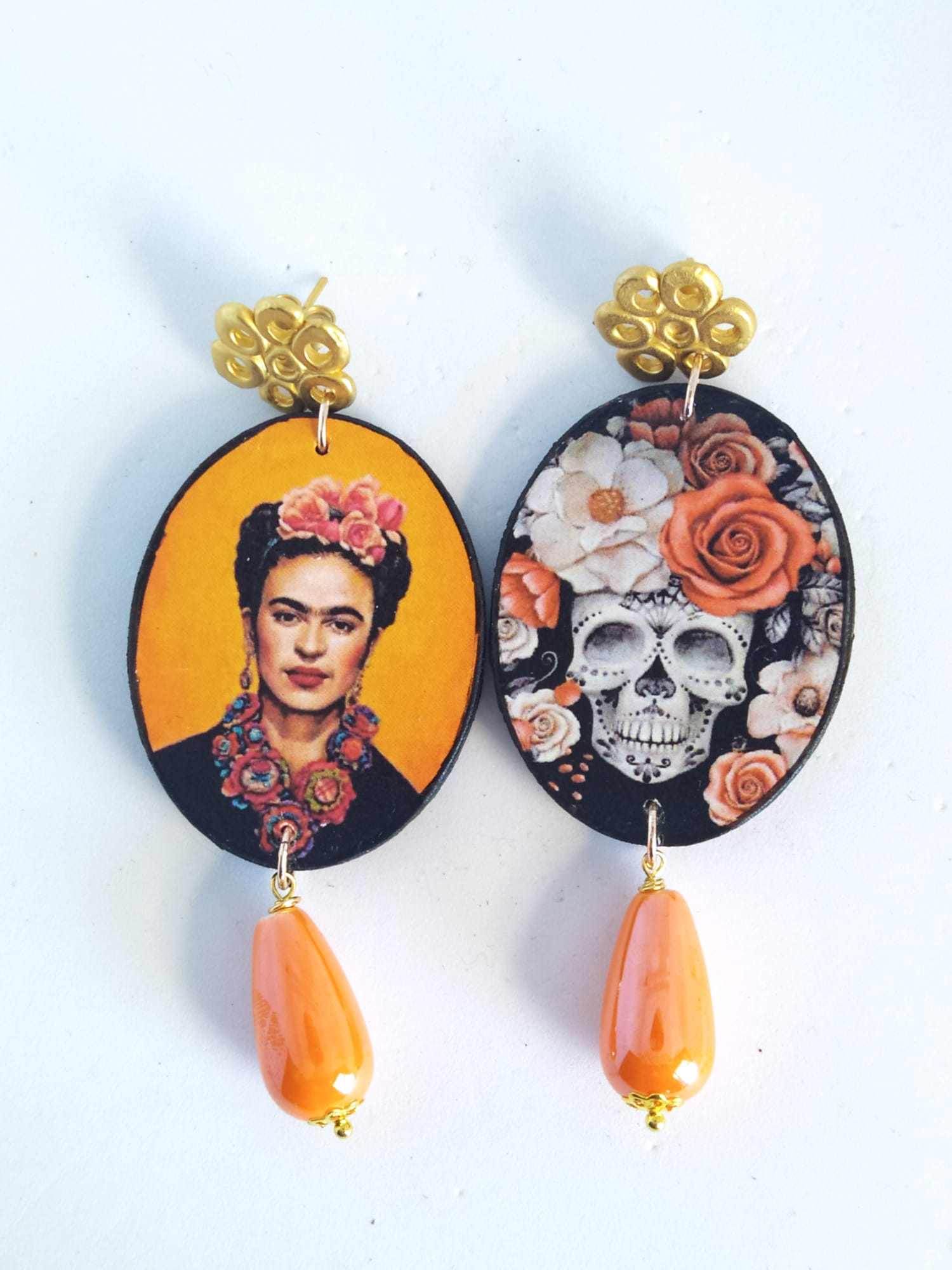 Boucles D'oreilles Pendantes Frida Kahlo - Bijoux Faits Main Neufs